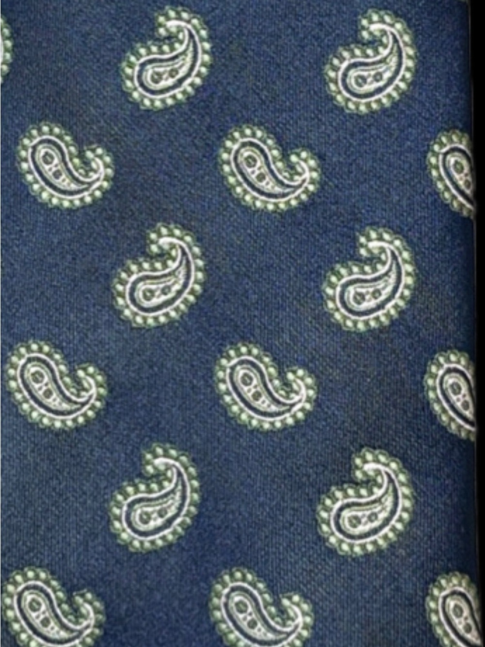 Alexander Julian Navy Silk Tie with Light Green Paisley - Picture 3 of 3